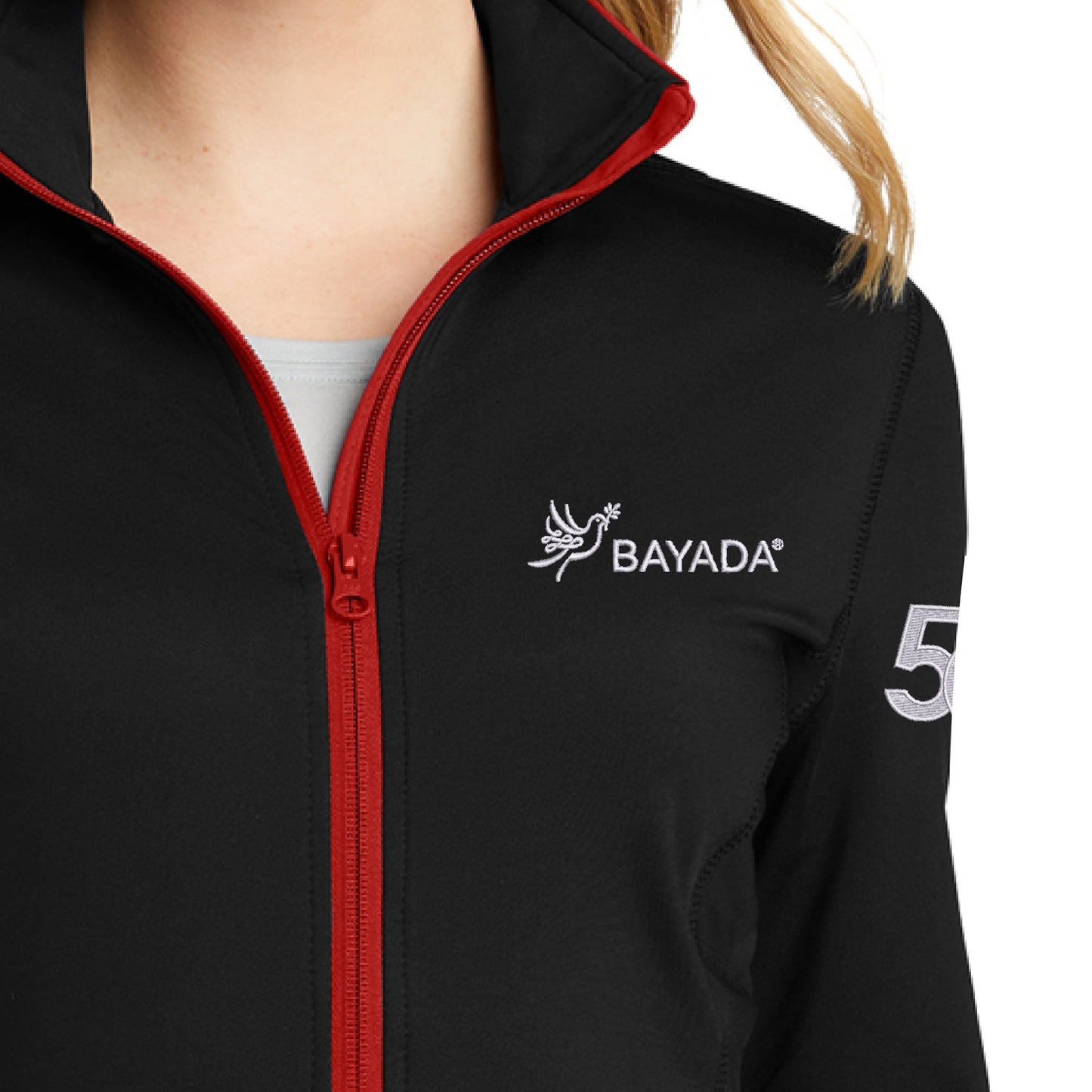 Ladies Stretch Contrast Full-Zip Jacket