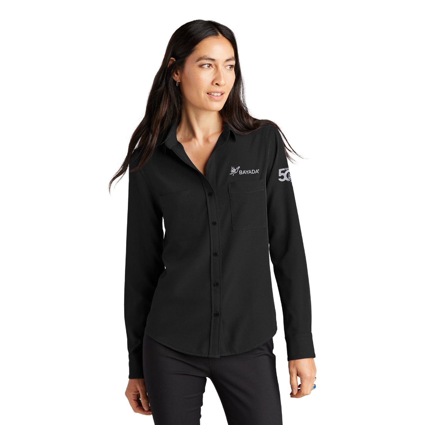 Mercer+Mettle® Women's Stretch Crepe Long Sleeve Camp Blouse