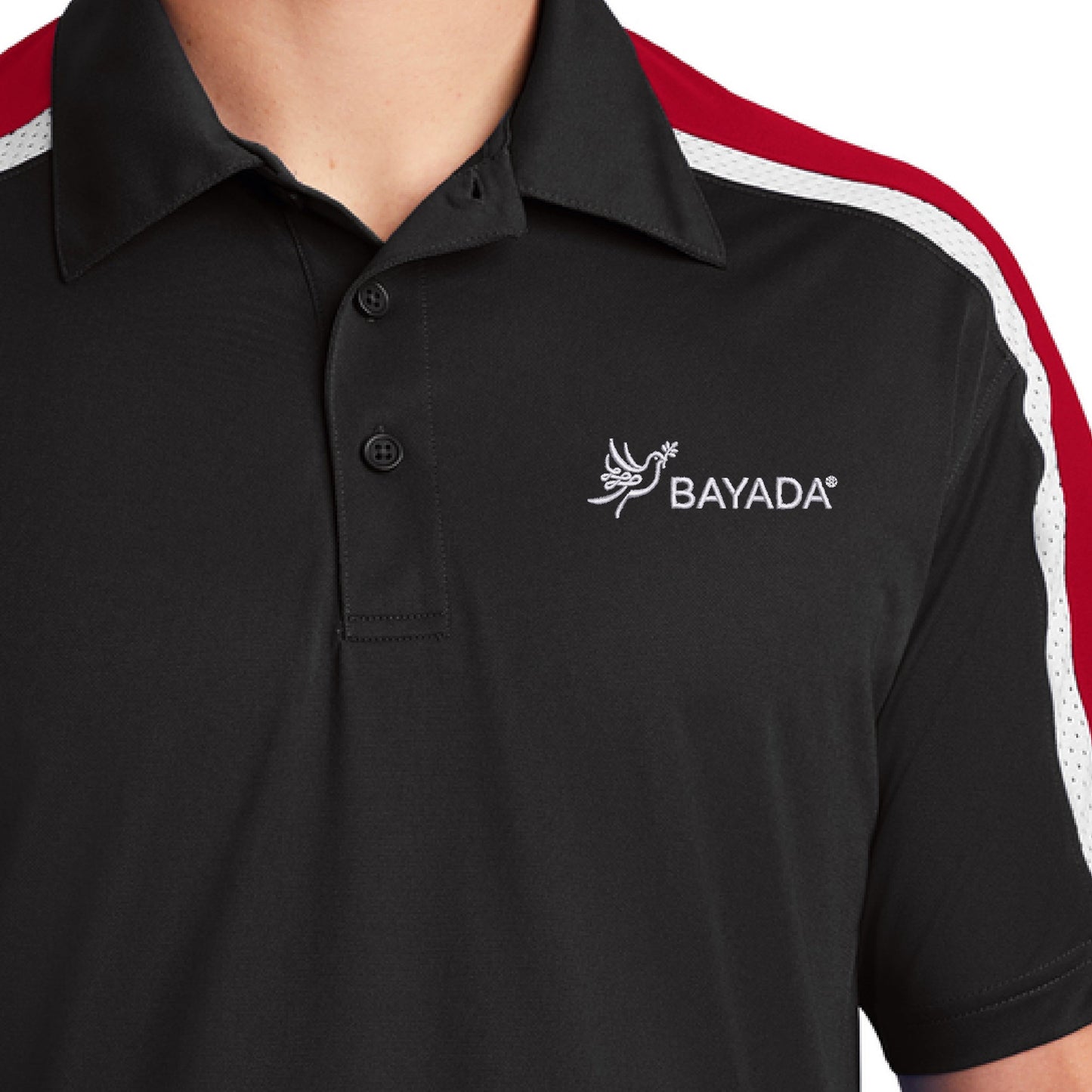 Tricolor Shoulder Polo-Blk/Red/White
