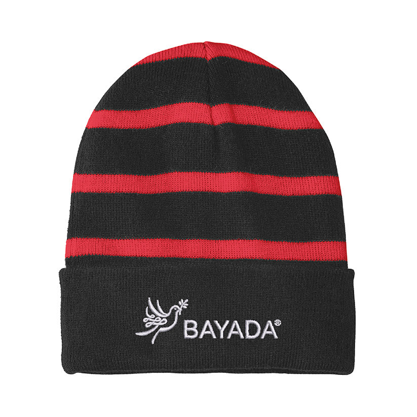 Striped Beanie with Solid Band