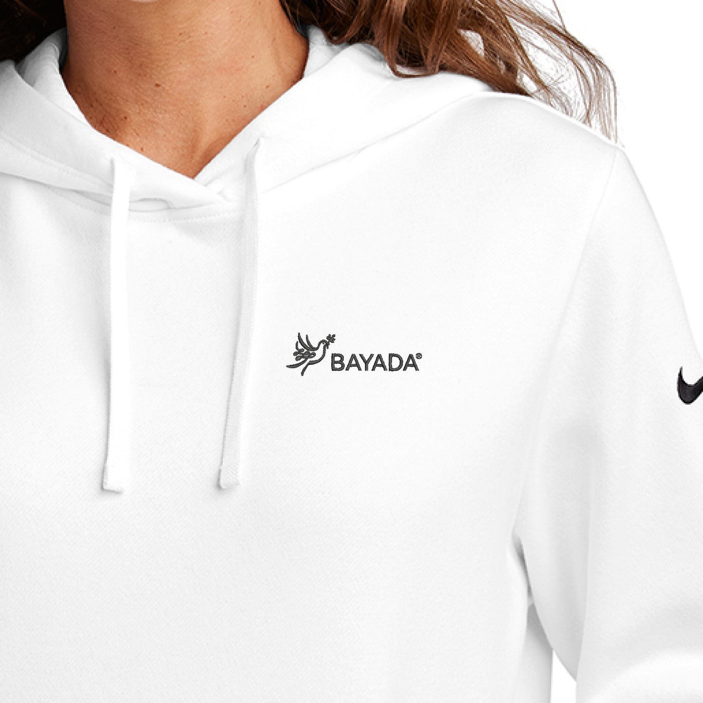 Nike Ladies Club Fleece Sleeve Swoosh Pullover Hoodie