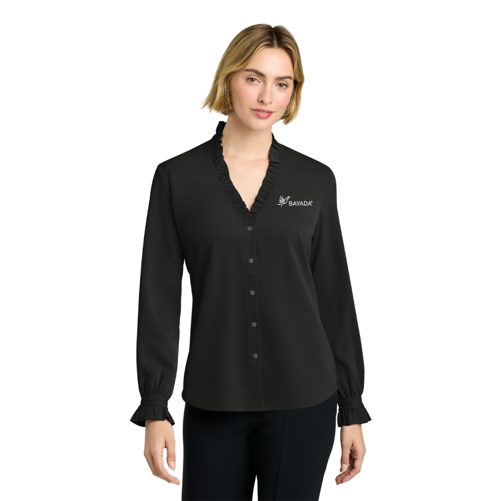 Brks Bros Long Sleeve Ruffle Collar Blou