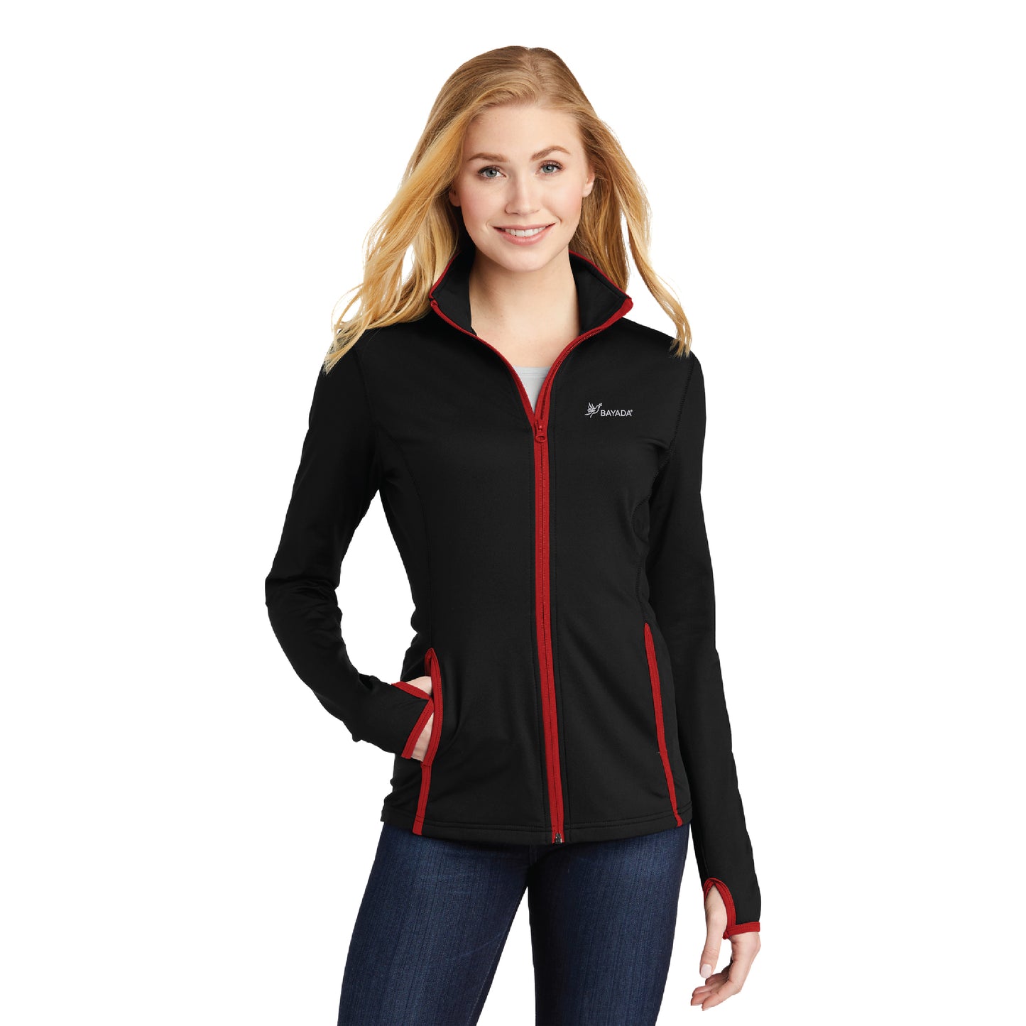 Ladies Stretch Contrast Full-Zip Jacket